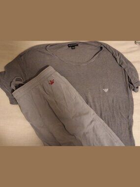 Emporio Armani Men's Grey Lounge Tee + English Laundry Pants Set Size L